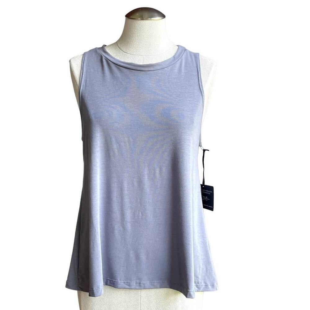 Women's DYI  Blue‎ Gray Open Back Tank Sleeveless Activewear Performance Top M